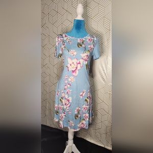 Womens blue floral tshirt dress (size S)